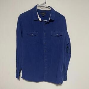 Mark Anthony Men's Blue Button-Up Shirt slim fit size large